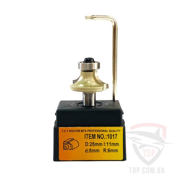 Фреза для дерева ГЛОБУС 1017 R6 D25 h11 d8 кромкова калевкова