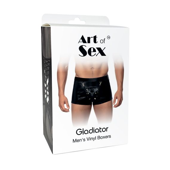 Чоловічі труси з сюрпризом Art of Sex - Gladiator, чорні з ефектом мокрого оксамиту, розмір S | Зображення 2