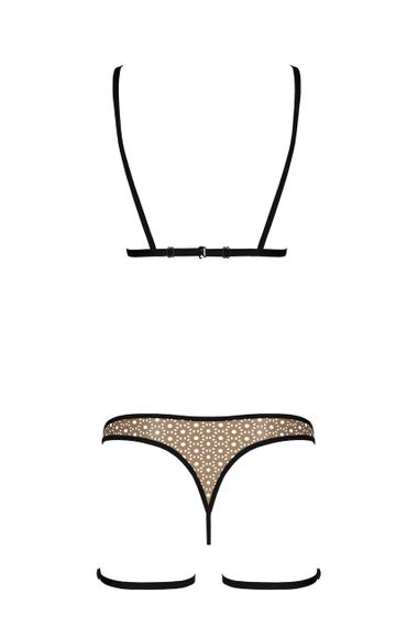 Эротический комплект нижнего белья Passion GABI SET XXL/XXXL beige, трусики с гартерами sexstyle | Зображення 4