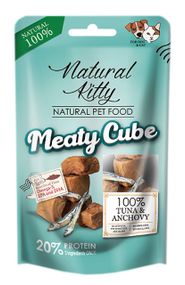 Ласощі для котів з тунцем та анчоусами Natural Kitty Meaty Cube 100% Tuna & Anchovy, 60 гр