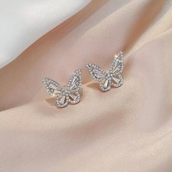 Сережки з метеликами, сяючі сережки метелики, сережка | Зображення 1