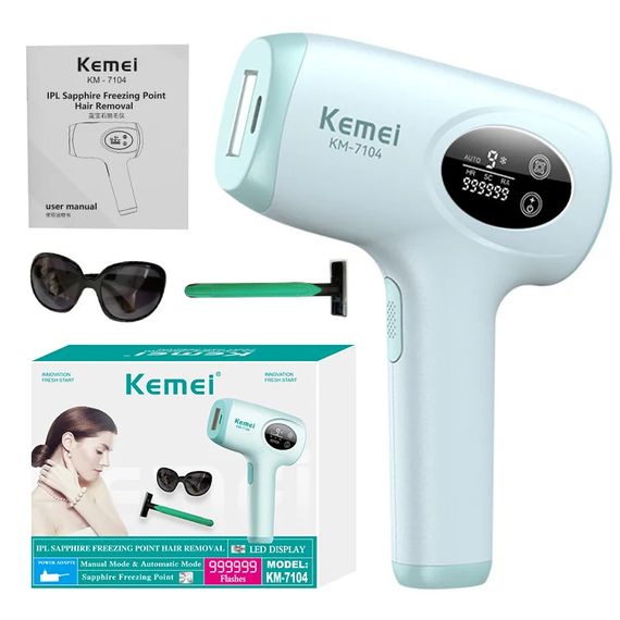 Фотоэпилятор Kemei KM-7104 белый • IPL-эпилятор для домашнего удаления волос на лице, ногах, руках, теле и зоне бикини | Зображення 1