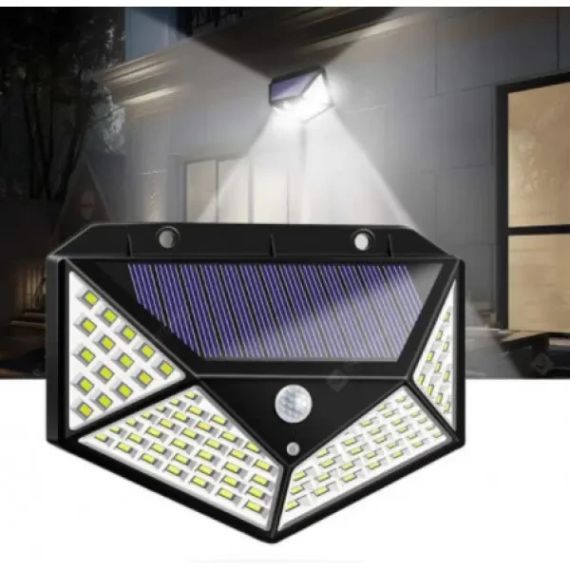 Уличный настенный светильник Lesko SH-100 на солнечной батарее с датчиком движения 100 LED диодов | Зображення 2