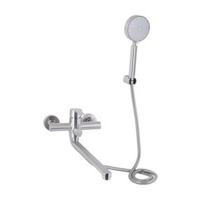 Змішувач для ванни Brinex Pure 005 з довгим поворотним виливом (з душовим гарнітуром) Nickel BRIPUR005NKL