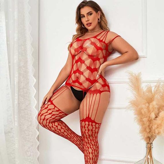 Открытый бодистокинг с сердечками L-XXL– Эротическое бельё | Зображення 1