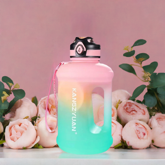 Эко-бутылка KANGZYUAN 1800 мл - Розовая Tritan BPA-free, ударопрочная, спортивная с ручкой и ремешком | Зображення 8