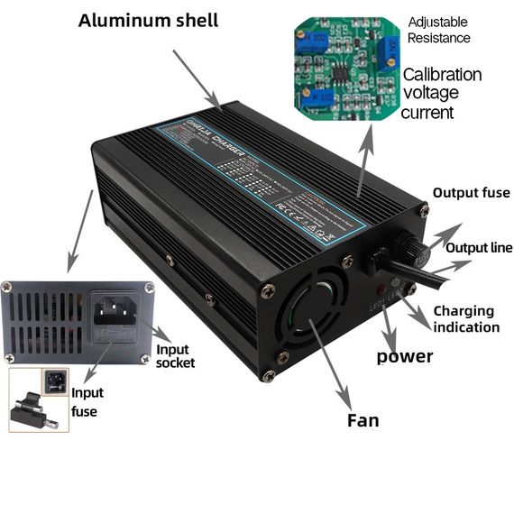 Зарядний пристрій для акумуляторів OHRIJA 4S, LiFePO4 DC 24V(29,2V),8S,10A + Anderson 50А CC/CV алюмінієвий корпус | Зображення 3