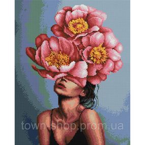 Алмазная мозаика  "Девушка в цветущем пионе ©Mykhailyshyna Daria DBS1062 Brushme 40х50 см