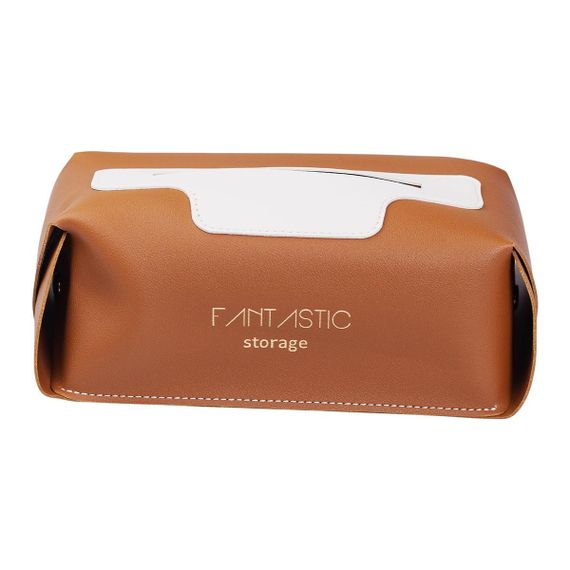 Салфетница из эко кожи 21х12х8 см контейнер для салфеток в автомобиль Коричневый HP-3-210BR | Зображення 1