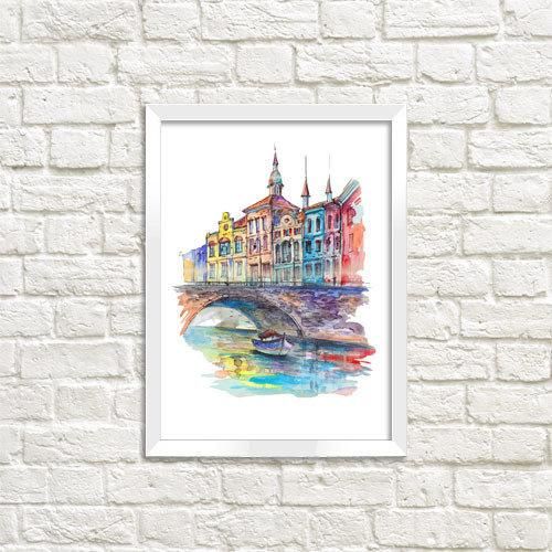Постер в рамке Город 30x42 см, A3 (WMT3_ART039_WH)