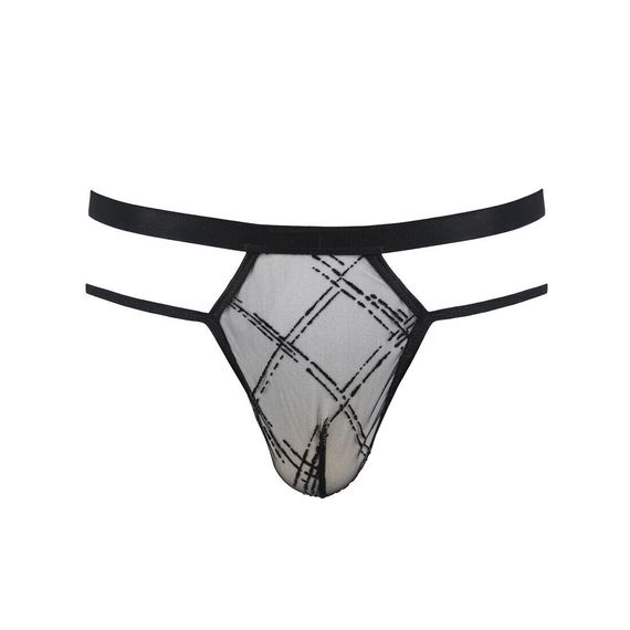 Мужские прозрачные стринги Passion 029 THONG COLLIN S/M Black, сетка | Зображення 4