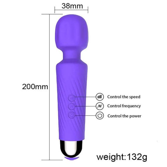 Вібратор мікрофон "Cordless Wand Massager", 20 режимів вібрації 8 рівнів інтенсивності, фіолетовий Sex Aura | Зображення 1