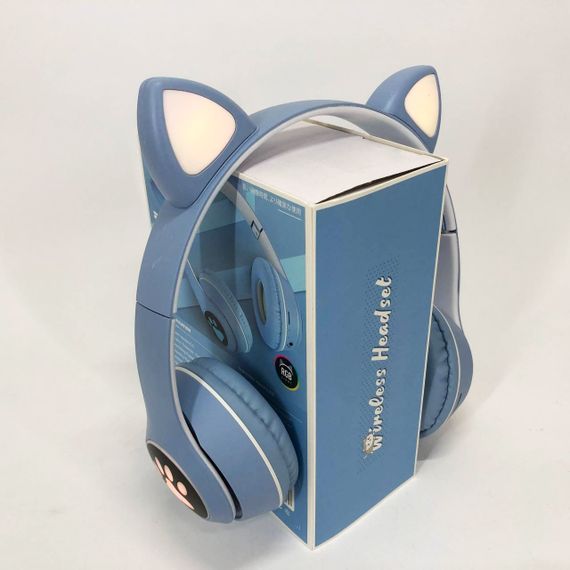 Беспроводные наушники с кошачьими ушками и RGB подсветкой Cat VZV 23M. Цвет: голубой | Зображення 9