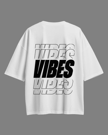Oversize футболка з принтом Vibes  біла | Зображення 1