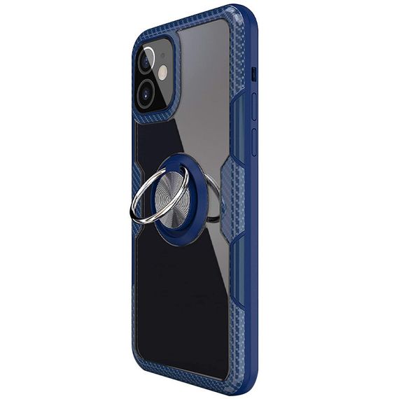 TPU+PC чехол Deen CrystalRing for Magnet (opp) для Apple iPhone 12 mini (5.4") TPU+PC, Кольцо-держатель, Бесцветный / Темно-синий | Зображення 2