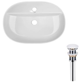 Комплект Qtap Scorpio: Раковина накладна овальна 600х400х120 мм White + Донний клапан PU02 (QT14112203WN47315)