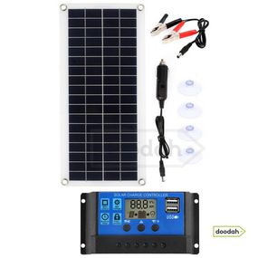 Портативна гнучка сонячна панель Luxuglow 30 Вт IP67 + Контролер PWM-LCD&USB 12/24V 40A
