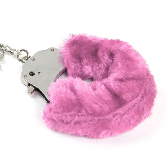 Наручники металеві на тонкому ланцюжку Roоmfun з рожевим хутром sexstyle | Зображення 2