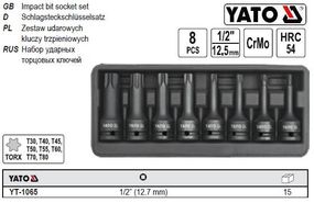 Набор насадок ударних YATO Польща TORX 1/2" 8 штук YT-1065
