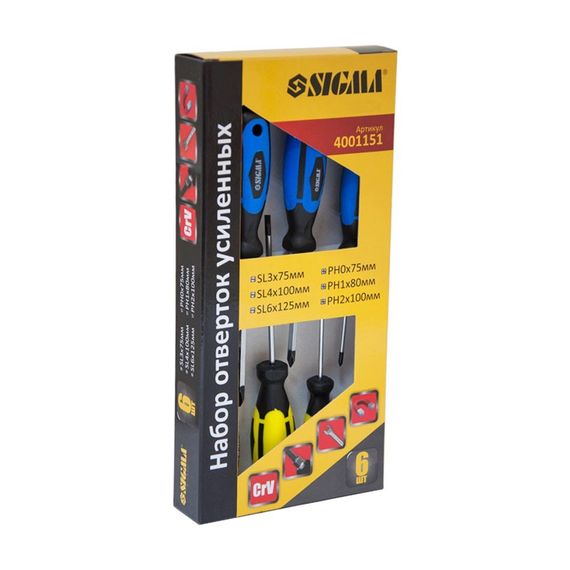 Набір викруток посилених Sigma під ключ 6шт CrV 4001151 | Зображення 1