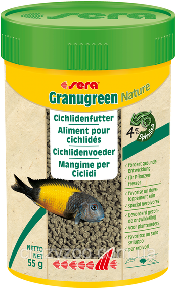 Корм для травоядных цихлид Sera Granugreen Nature в гранулах 100 мл (55 г) 03933