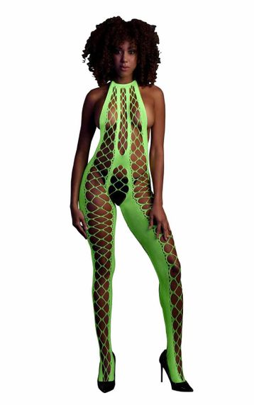 Бодістокінг - Ouch! Bodystocking With Halterneck Green, XS/XL sexstyle