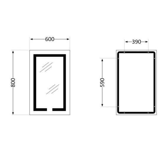 Дзеркало Lidz Kubis 600х800 з LED-підсвіткою Touch, з антизапотіванням, з димером, регітність LD78LF9376080 | Зображення 1