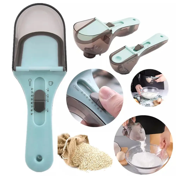 Регулируемые пластиковые мерные ложки 2 штуки Adjustable measuring spoon | Зображення 3