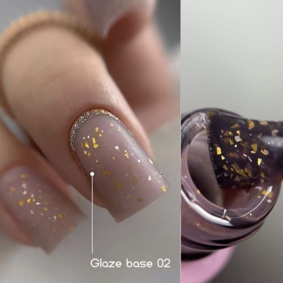 База для гель-лаку Toki-Toki Glaze Base GL02 с поталью 5мл