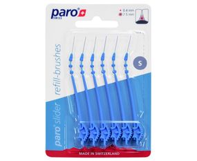 Змінні міжзубні щітки paro® slider refill-brushes S, (Ø стрижня 0.4 мм, Ø щітки 2.5 мм), 6 шт.