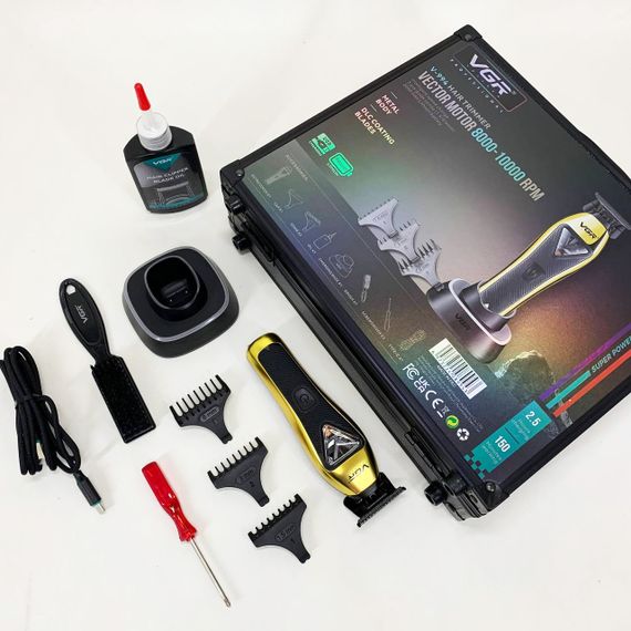 Тример VGR V-994, акумуляторний, мотор MAGLEV VECTOR 3.0, 3 насадки, зарядна станція, кейс | Зображення 6