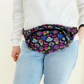 Сумка поясная бананка 4Profi с принтом "Stickers" с двумя отделениями 18224
