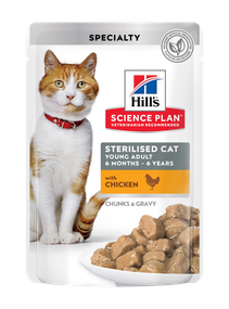 Hill's Science Plan Young Adult Sterilised Вологий корм для стерилізованих молодих дорослих котів, з куркою, пауч, 85г