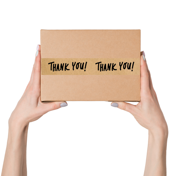 Скотч этикетка крафт "Thank You 04", 50х294 мм (100 шт/рулон) с принтом, самоклеющаяся Viskom | Зображення 1