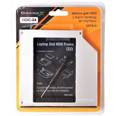 Фрейм-переходник Grand-X HDD 2.5'' to notebook 9.5 mm ODD SATA/mSATA (HDC-24N) (HDC-24N) | Зображення 2