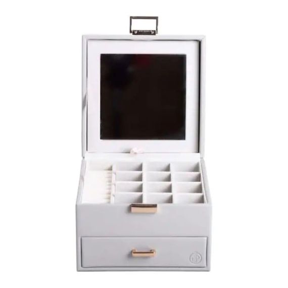 Шкатулка для украшений из эко кожи 2 яруса органайзер для ювелирных изделий HP-5-2G