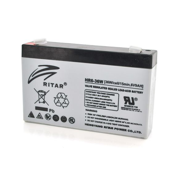 Акумуляторна батарея AGM RITAR HR6-36W, Gray Case, 6V 9.0Ah  ( 151 х 34 х 94 (100 ) 1.35kg Q10