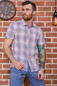 Сорочка чоловіча картата колір рожево-синій розмір XL FA_03786