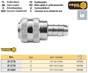 Швидкороз'ємне з'єднання для шланга 3/8" VOREL-81379