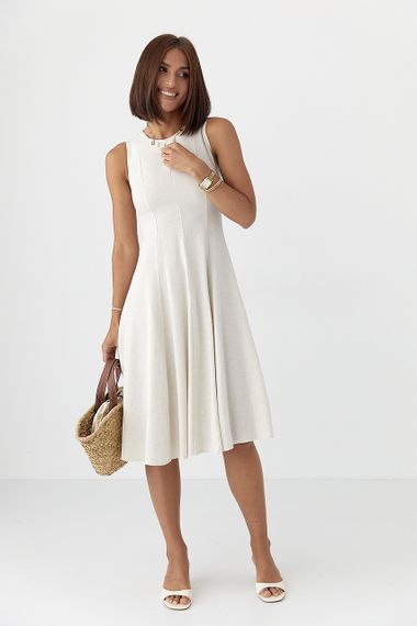 Сукня довжини міді без рукавів - бежевий цвет, S (є розміри)