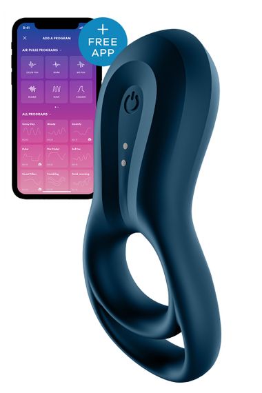 Ерекційне смарт кільце з вібрацією Satisfyer Epic Duo синє Sex Aura