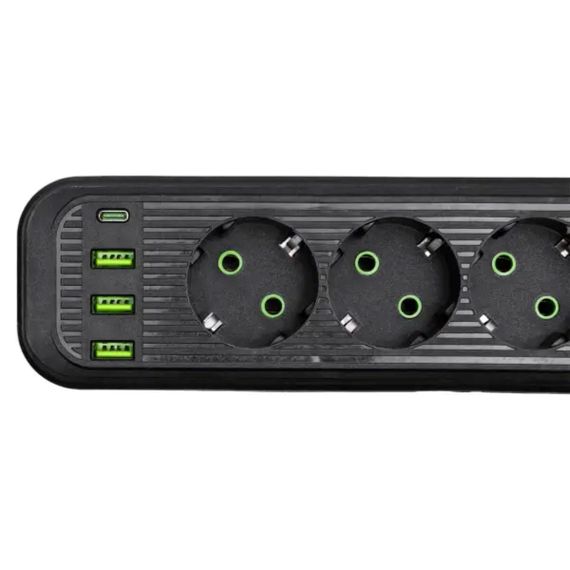 Мережевий фільтр-подовжувач 5 розеток 3xUSB-A 1xUSB-C 5м чорний HP-5-40 | Зображення 3
