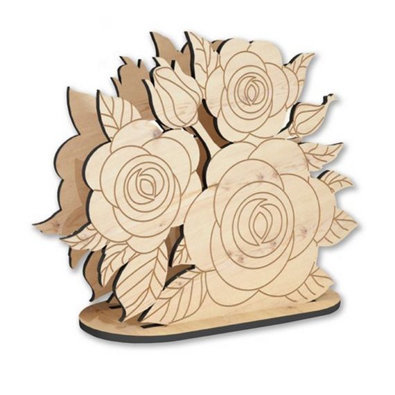 Деревянная салфетница для декора "Розы" FDPO-298