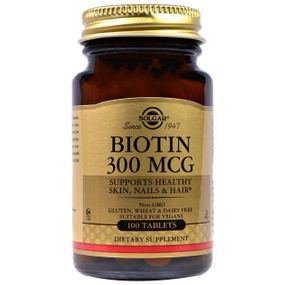 Біотин, Biotin, Solgar, 300 мкг, 100 таблеток