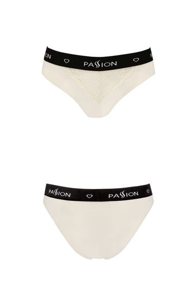 Трусики с широкой резинкой и кружевом Passion PS001 PANTIES, Экри, XL, XL | Зображення 4