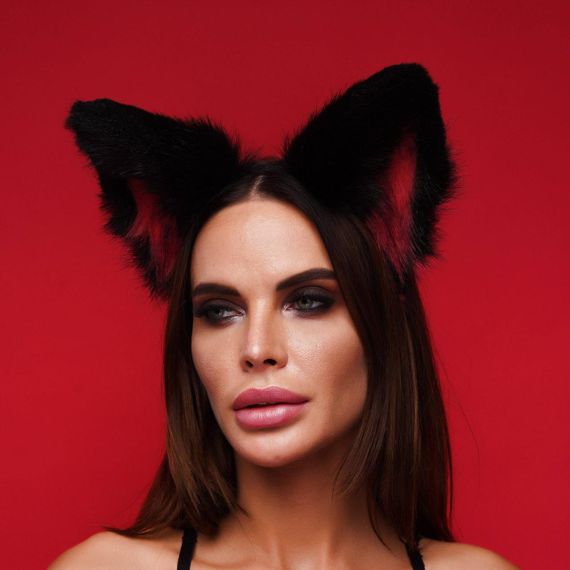 Пухнасті котячі вуха, Чорні з червоним OKOVA Sex Aura | Зображення 2