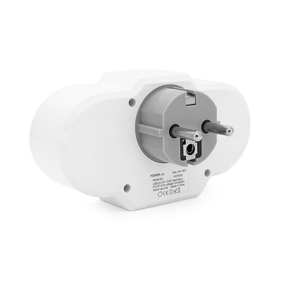 Розетка двійник із заземленням HHT609W, USB+Type-C, 3.4А, зашита від перевантаження, White | Зображення 3