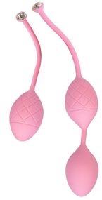 Роскошные вагинальные шарики PILLOW TALK - Frisky Pink с кристаллом, диаметр 3,2 см, вес 49-75гр, Розовый