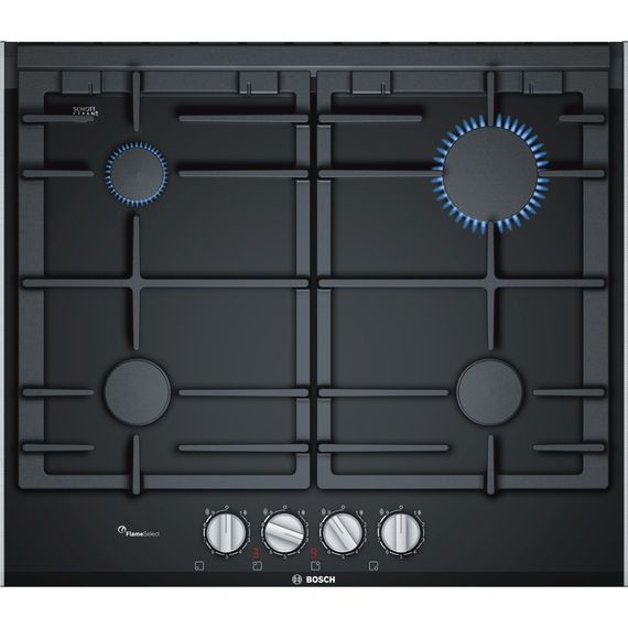 Встраиваемая газовая поверхность Bosch PRP6A6D70R - Ш-60см./газ на стекле/4 конфорки/чугун/черный (PRP6A6D70R)
