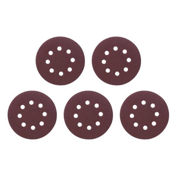 Круг наждаковий самоклейний 125 мм з отворами, папір класу С, К80, 5 од. INTERTOOL BT-0585